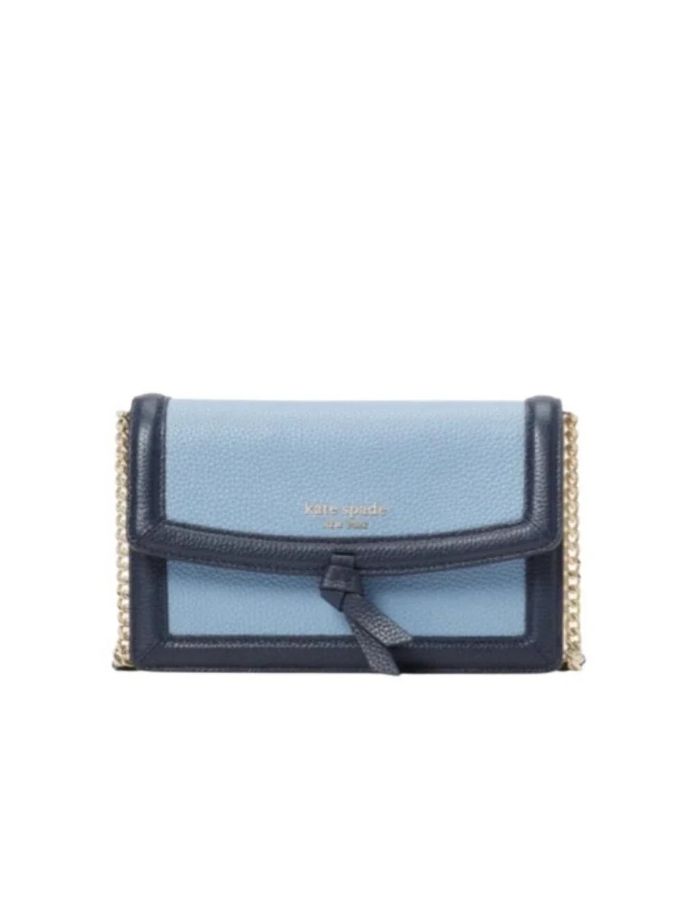 kate spade Colorblocked Flap Two-Tone Light Blue Leather Crossbody Wallet